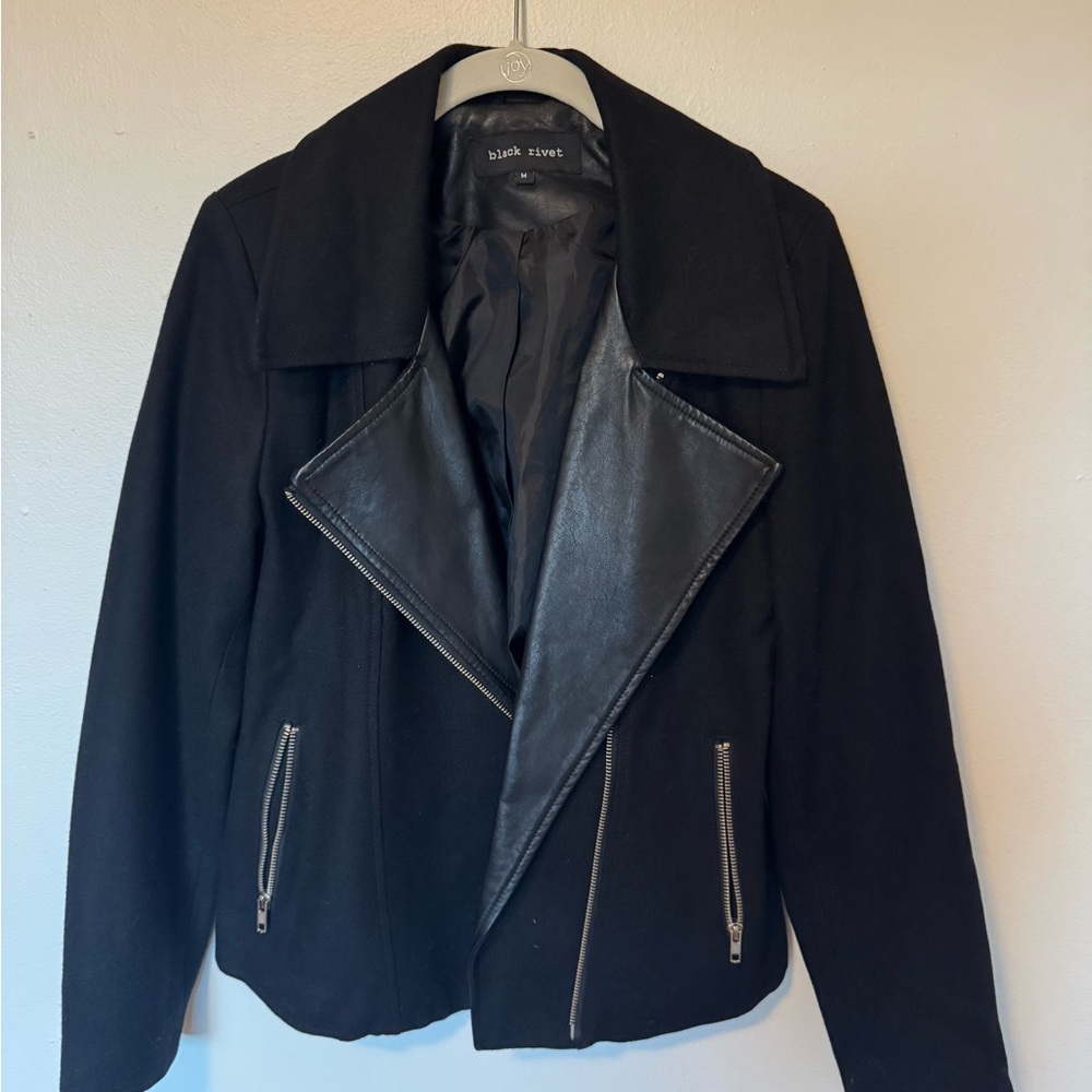 Black Rivet Wool-Blend Black Jacket
